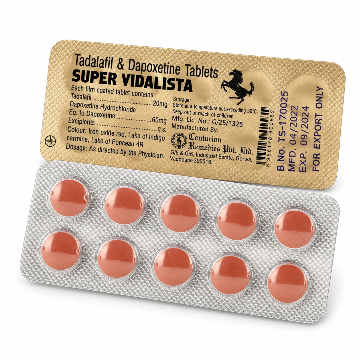 Super Vidalista, tablettkarta med tio tabletter och kartans baksida